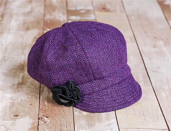 Irish Newsboy Hat – Mulberry Wool Tweed Cap for Men &amp; Women