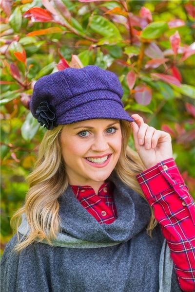 Irish Newsboy Hat – Mulberry Wool Tweed Cap for Men &amp; Women
