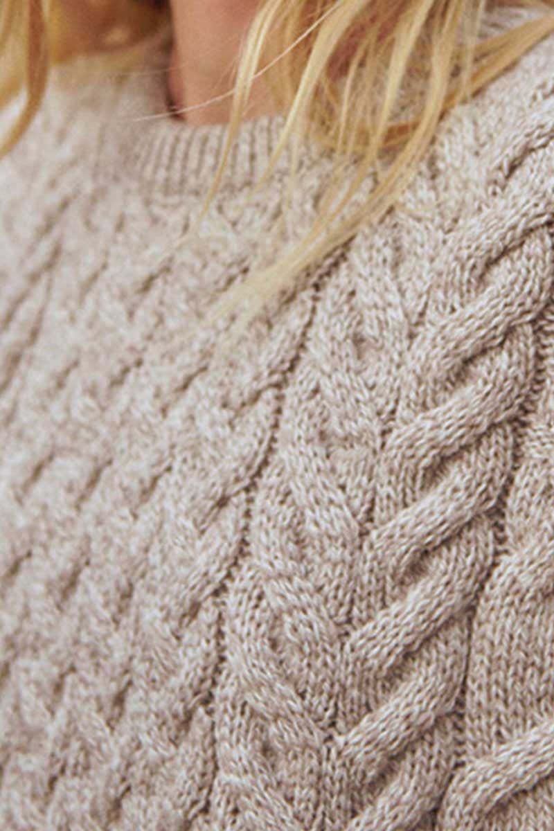 Women’s Aran Crew Neck Sweater Toasted Oat