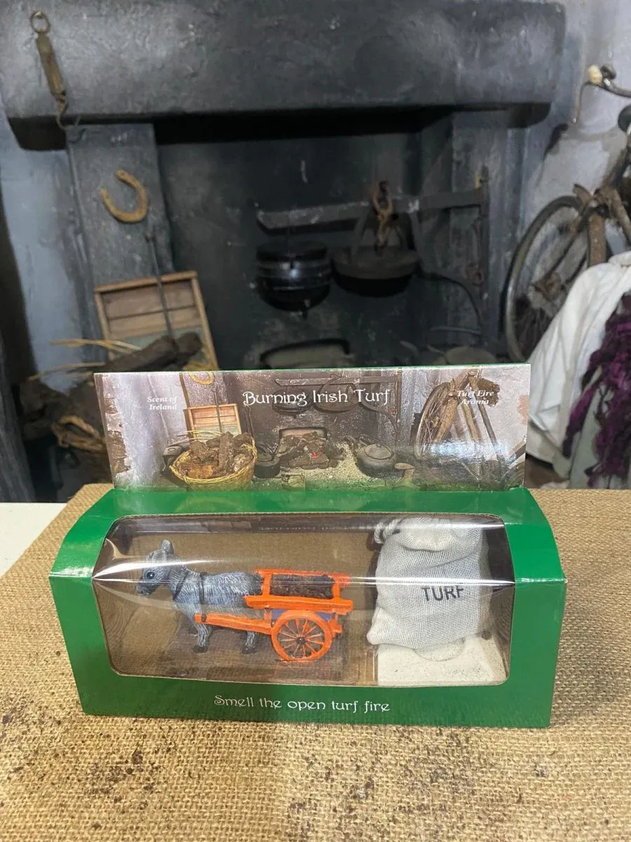 Irish Turf Peat Incense Burner Set Ceramic Donkey and Cart Boxed Novelty Gift