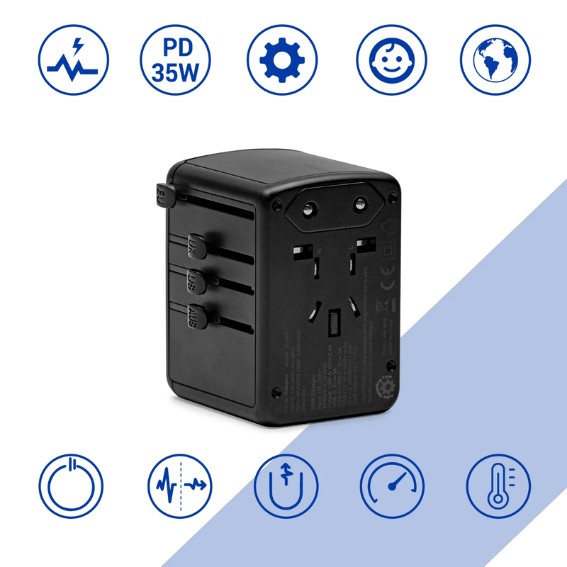 HOMEPROTEK Universele reisadapter wereldwijde reisstekker met USB C (PD) | EU, VS, VK, AUS | NIEUW HOMEPROTEK Universele reisadapter wereldwijde reisstekker met USB C (PD) | EU, VS, VK, AUS | NIEUW