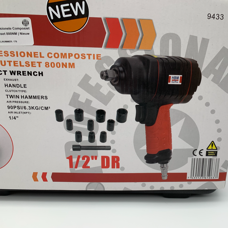HBM 1/2" Professionele Composiet Slagmoersleutelset 800NM | Nieuw HBM 1/2" Professionele Composiet Slagmoersleutelset 800NM | Nieuw