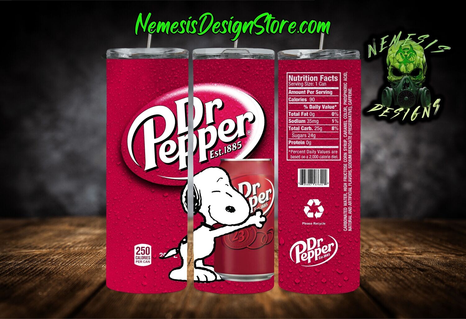 Snoopy Dr Pepper 20oz Sublimation Tumbler Wrap