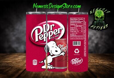 Snoopy Dr Pepper 20oz Sublimation Tumbler Wrap