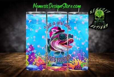 Just A Girl Who Loves Fishing 20oz Sublimation Tumbler Wrap