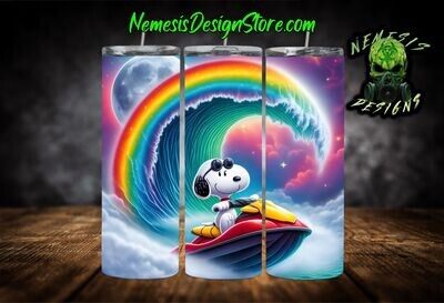 Rainbow Wave Snoopy 20oz Sublimation Tumbler Wrap