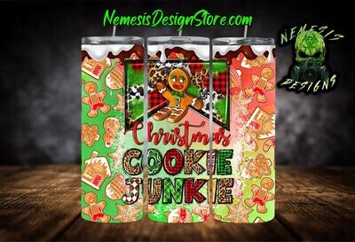 Christmas Cookie Junkie 20oz Sublimation Tumbler Wrap