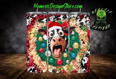 Crazy Cow Christmas 20oz Sublimation Tumbler Wrap