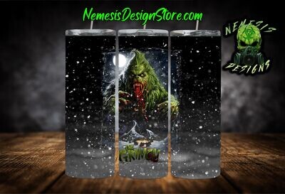Grinch With Rabies 20oz Sublimation Tumbler Wrap