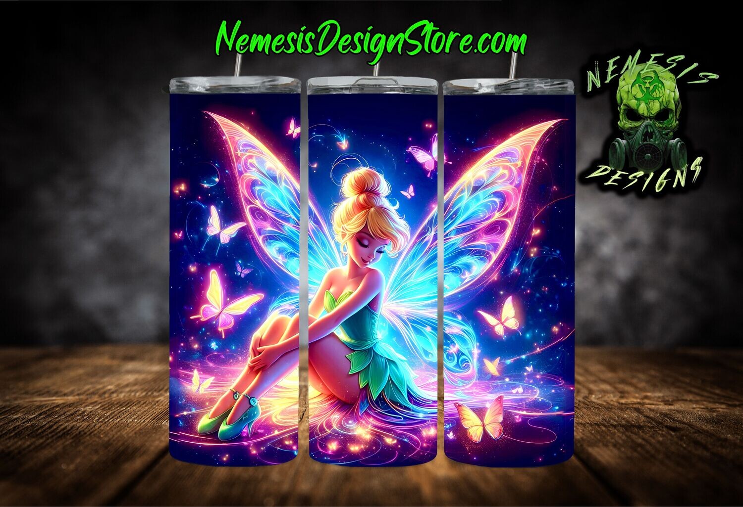 Neon Tinkerbell 20oz Sublimation Tumbler Wrap