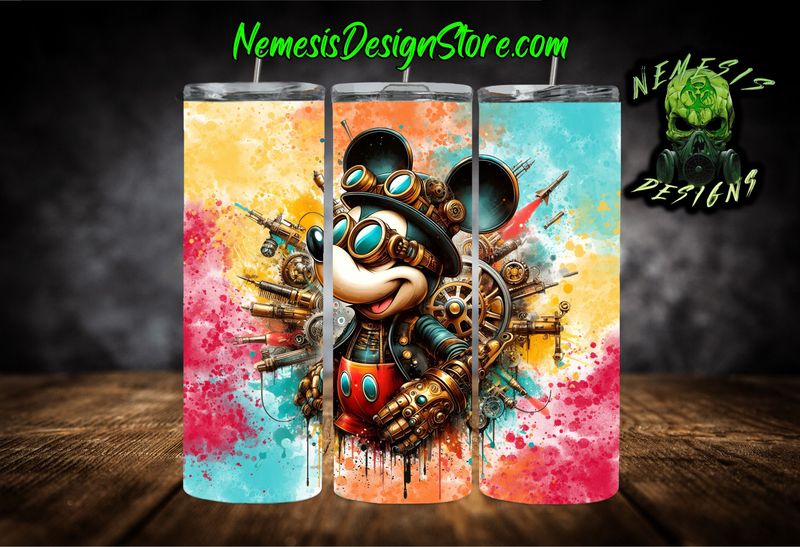 Steampunk Color Splash Mickey 20oz Sublimation Tumbler Wrap