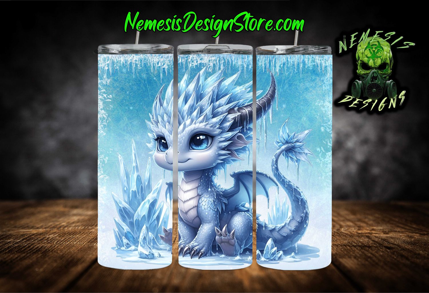 Ice Ice Baby Dragon 20oz Sublimation Tumbler Wrap