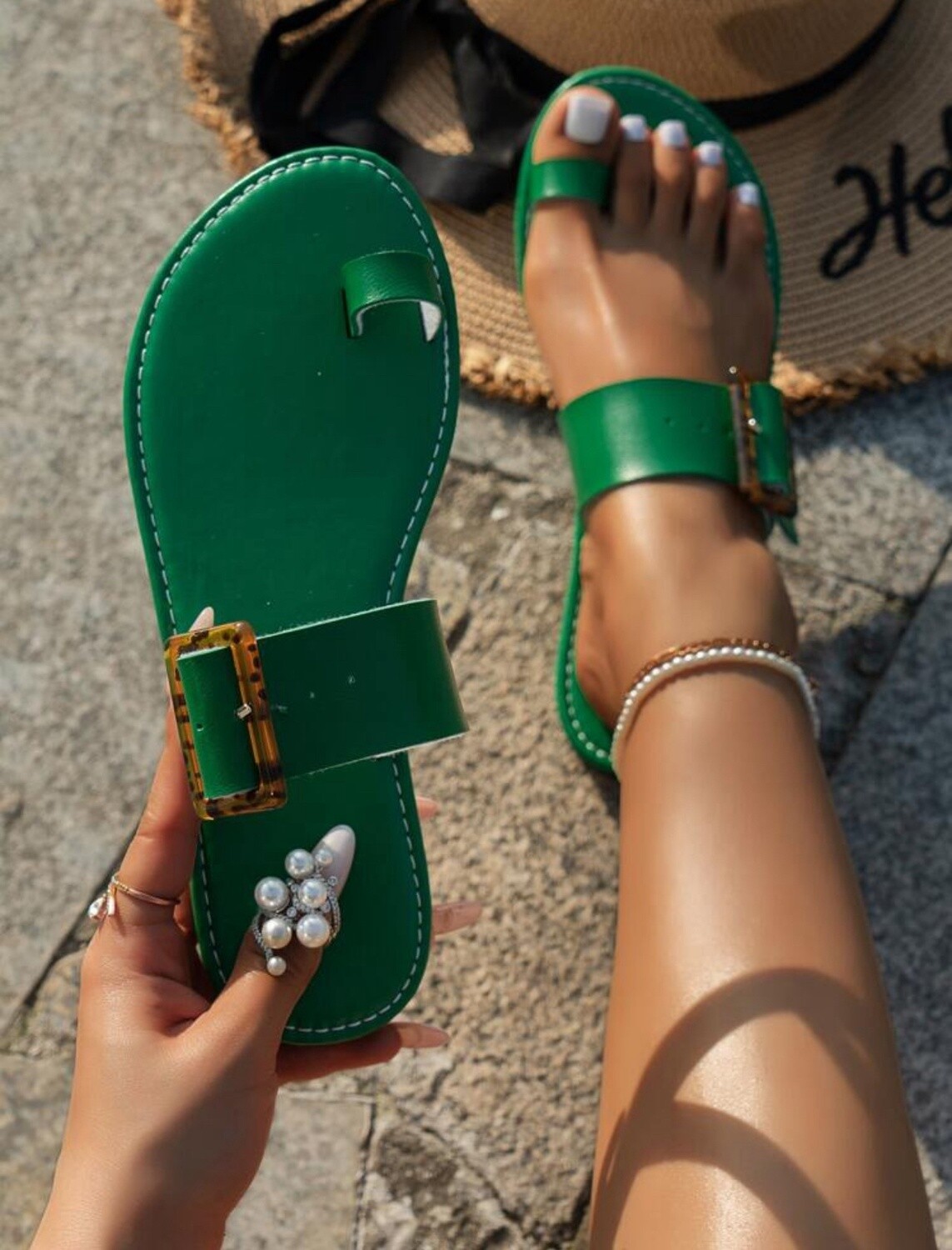 Green Leopard Print Sandal