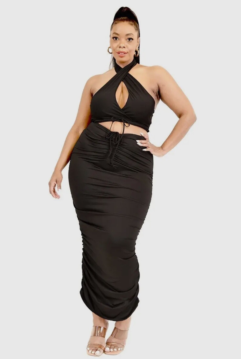 Solid 2Piece Halter Top Set
