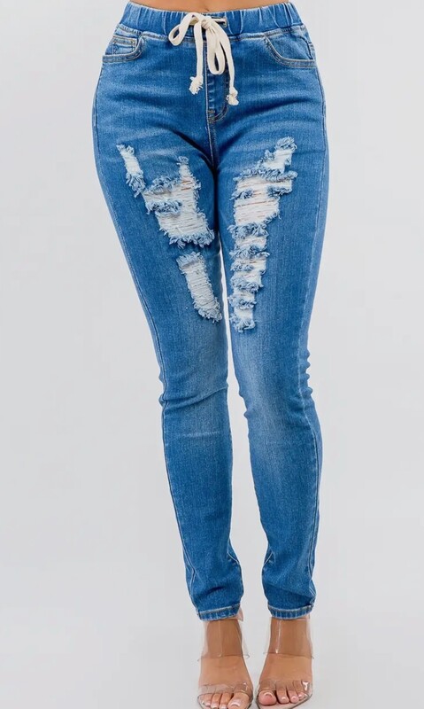 Distressed Denim  Jogger