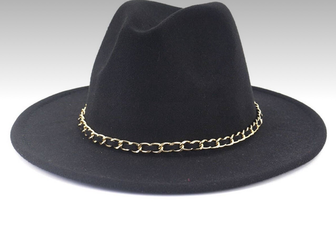 Women Warm Chain Belt Panama Hat