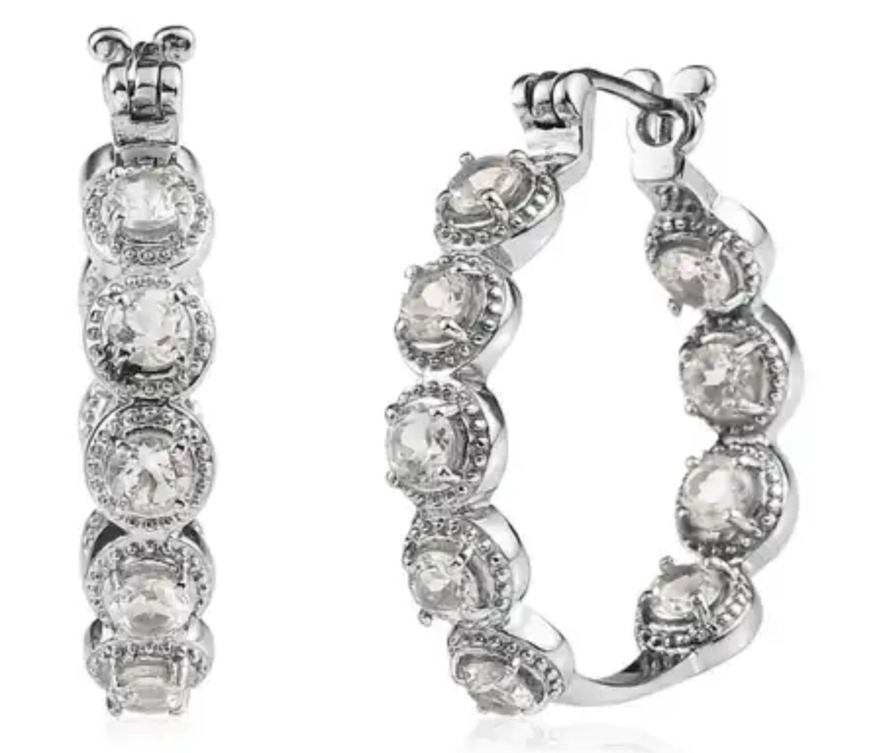 White Topaz Hoop Earrings