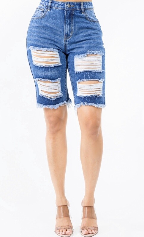 High Waist Boyfriend Fit Denim Shorts