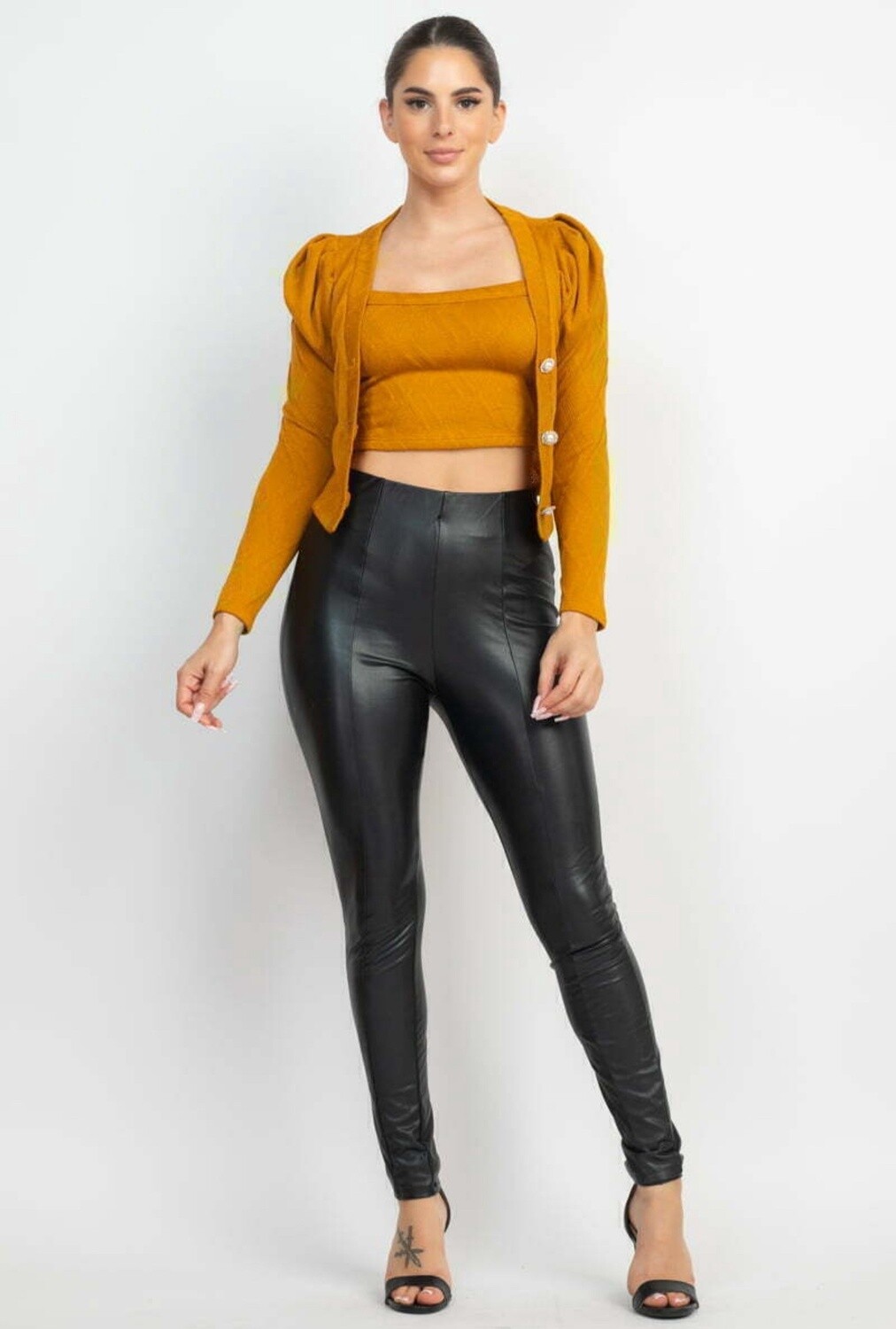 Cami Puff Cardigan Set