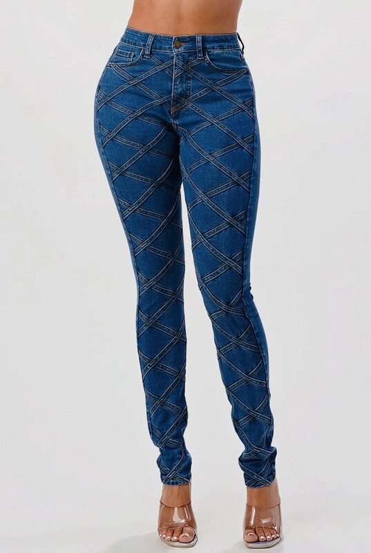 Netting Stitched Skinny Jeans