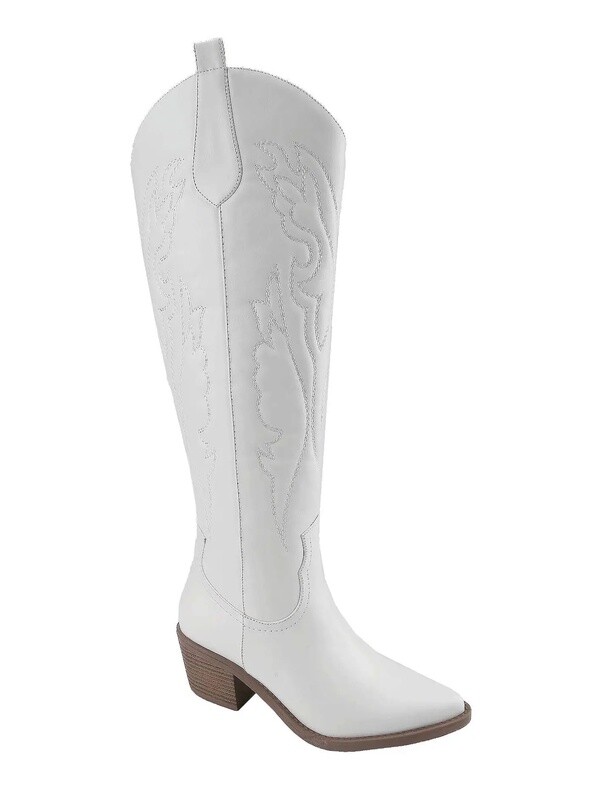 Block Heel Western Cowboy Knee High Boots