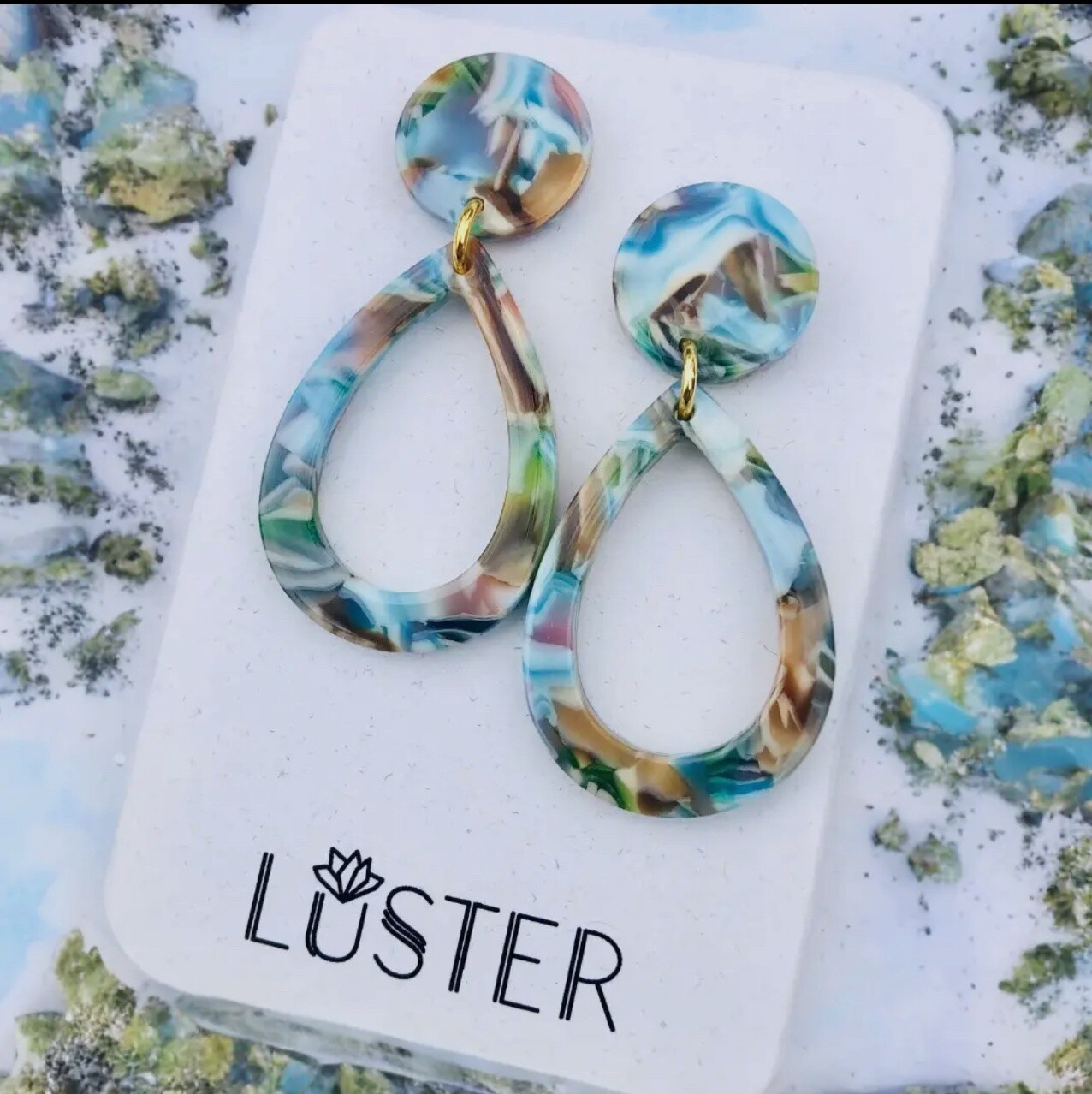 Blue Hoop Lightweight Earrings