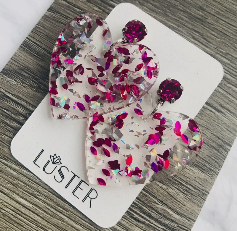 Confetti Heart Love Unique Earrings