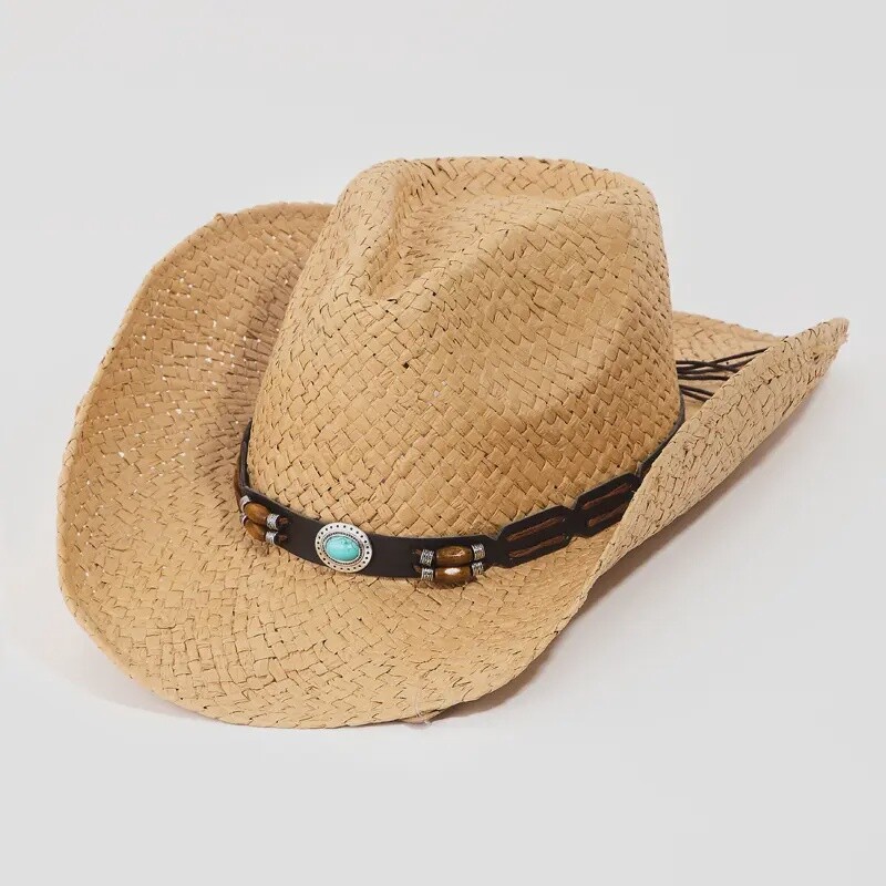 Straw Braid Western Strap Cowboy Hat