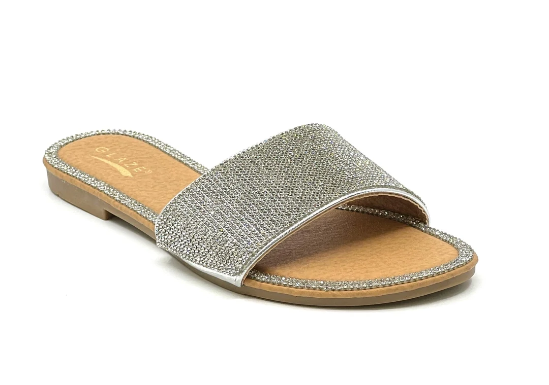 Allover Rhinestone Slide Sandles