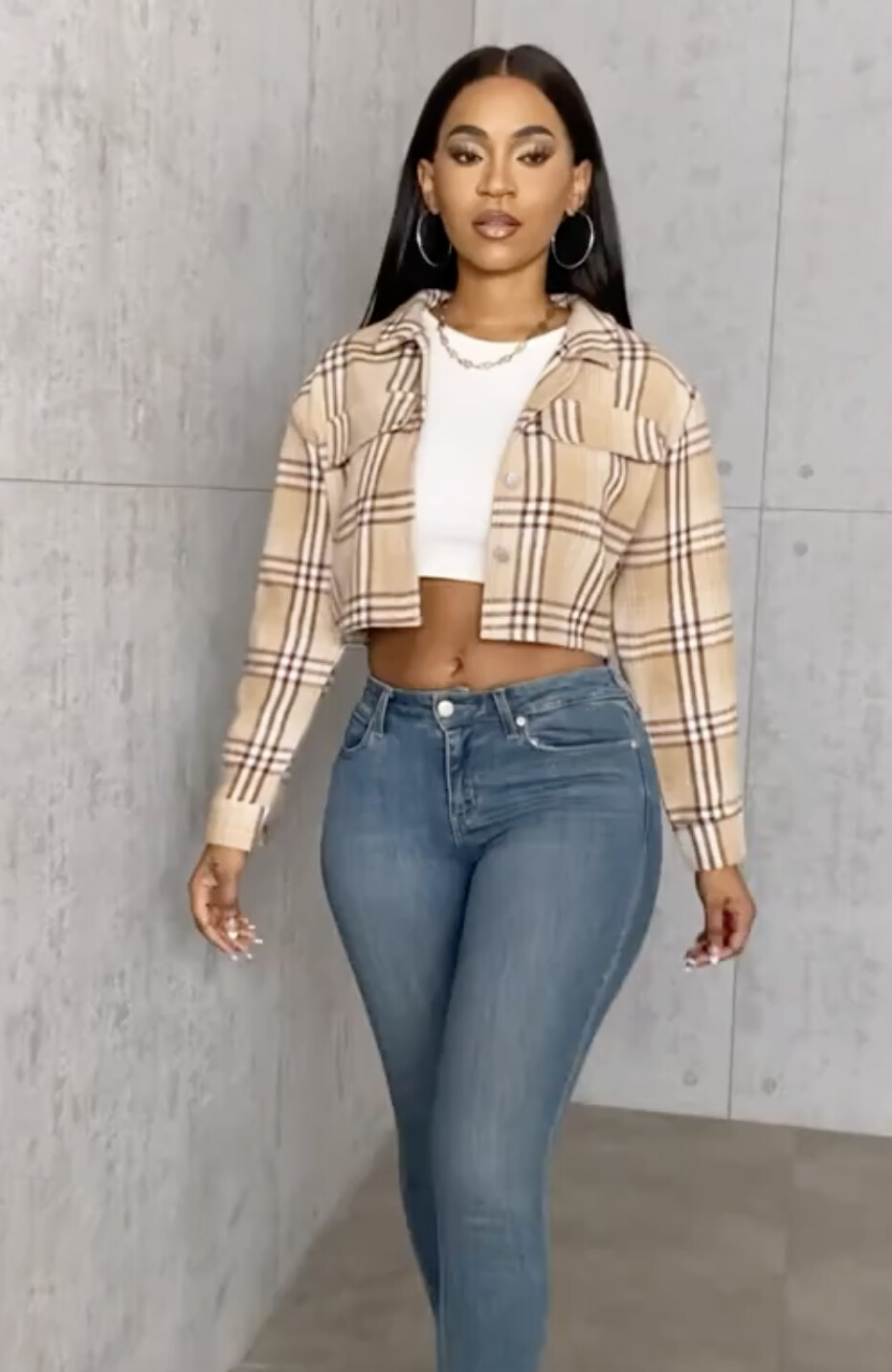 Chic Plaid Bomber Jacket