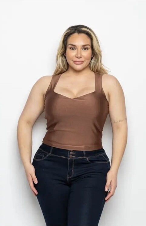 Plus Size Sweetheart Neck Fitted Tank Top