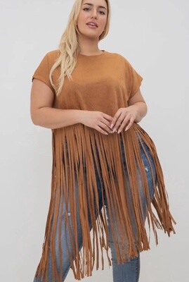 Plus Suede Fringed Top