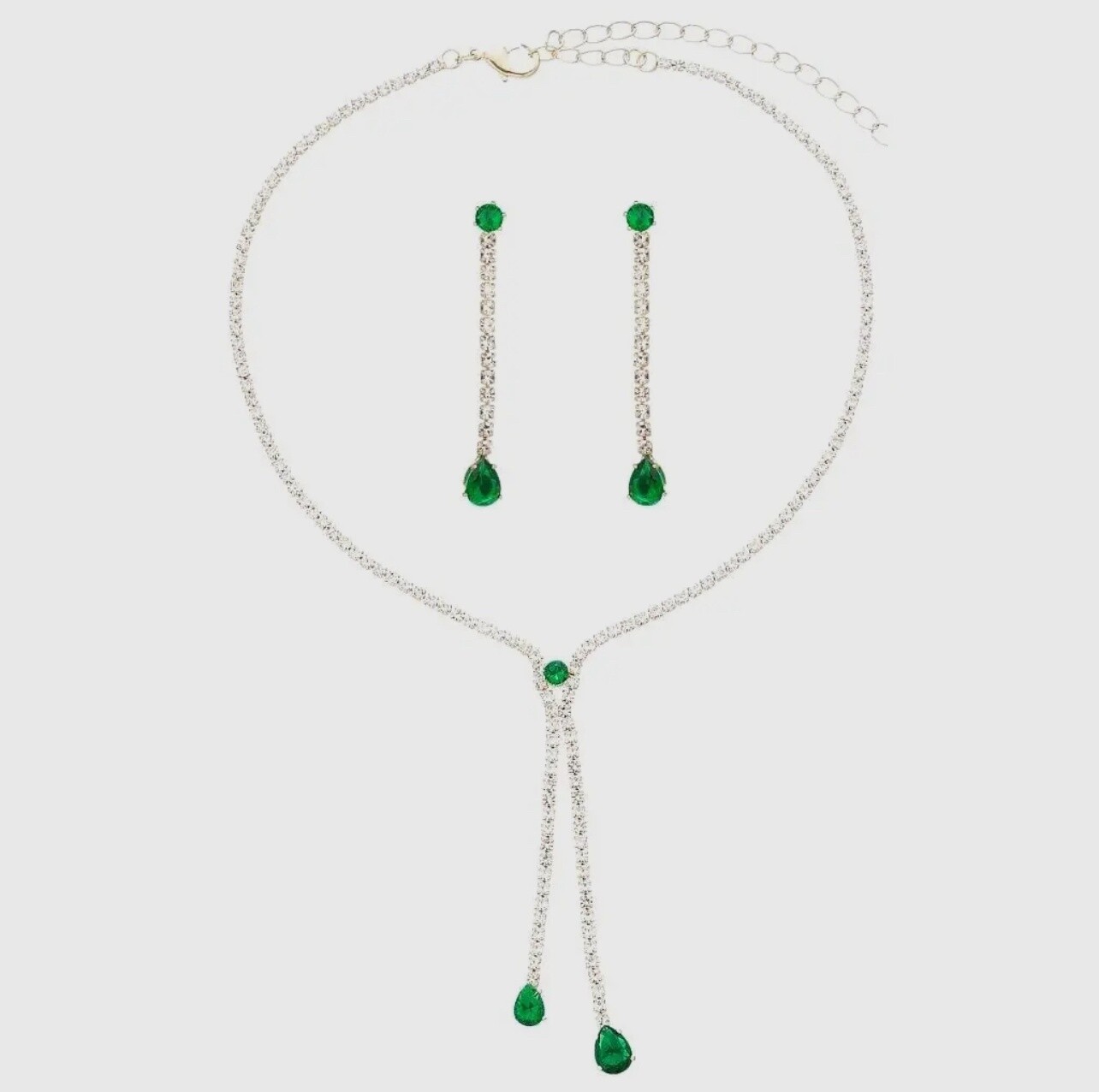 Long Dangle Two Line Necklace Set