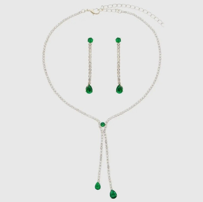 Long Dangle Two Line Necklace Set