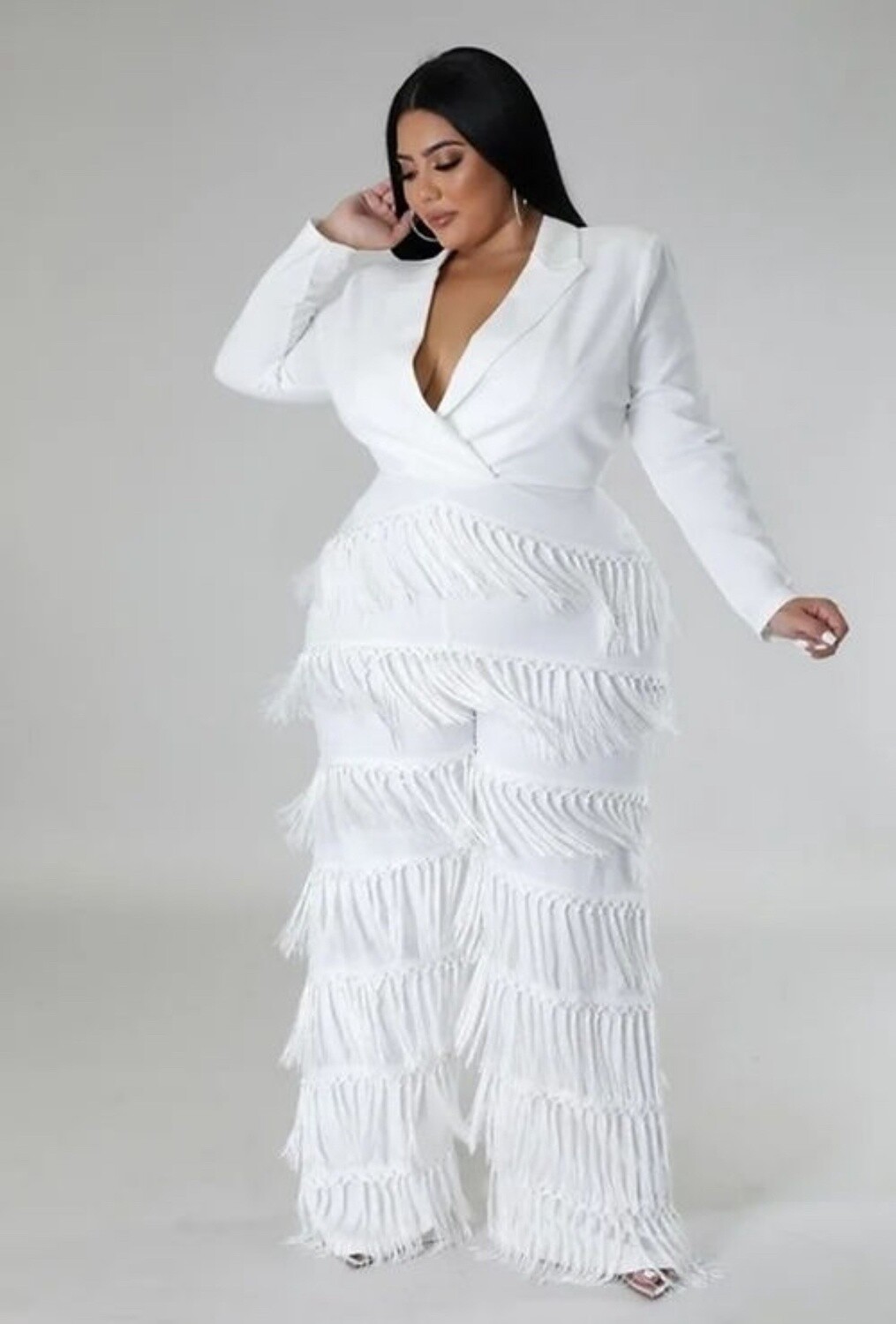 Plus Size Clothing Glamour Edge Fringe Jumpsuit