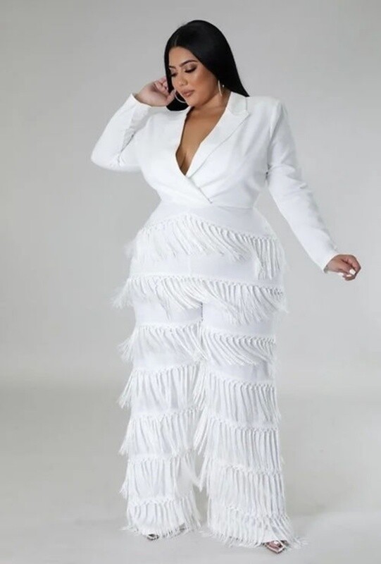 Plus Size Clothing Glamour Edge Fringe Jumpsuit