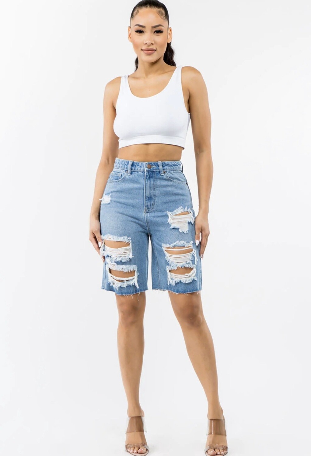 High Rise Patched Pocket Detail Button Up