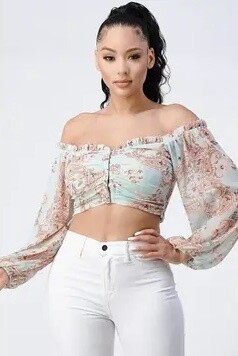 Boho Off Shoulder Cropped Top