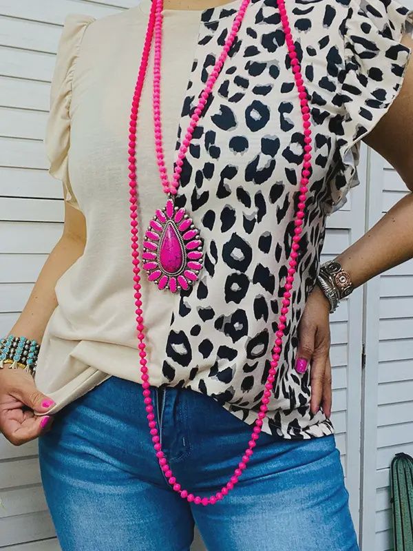 Half Beige with Leopard Women Top