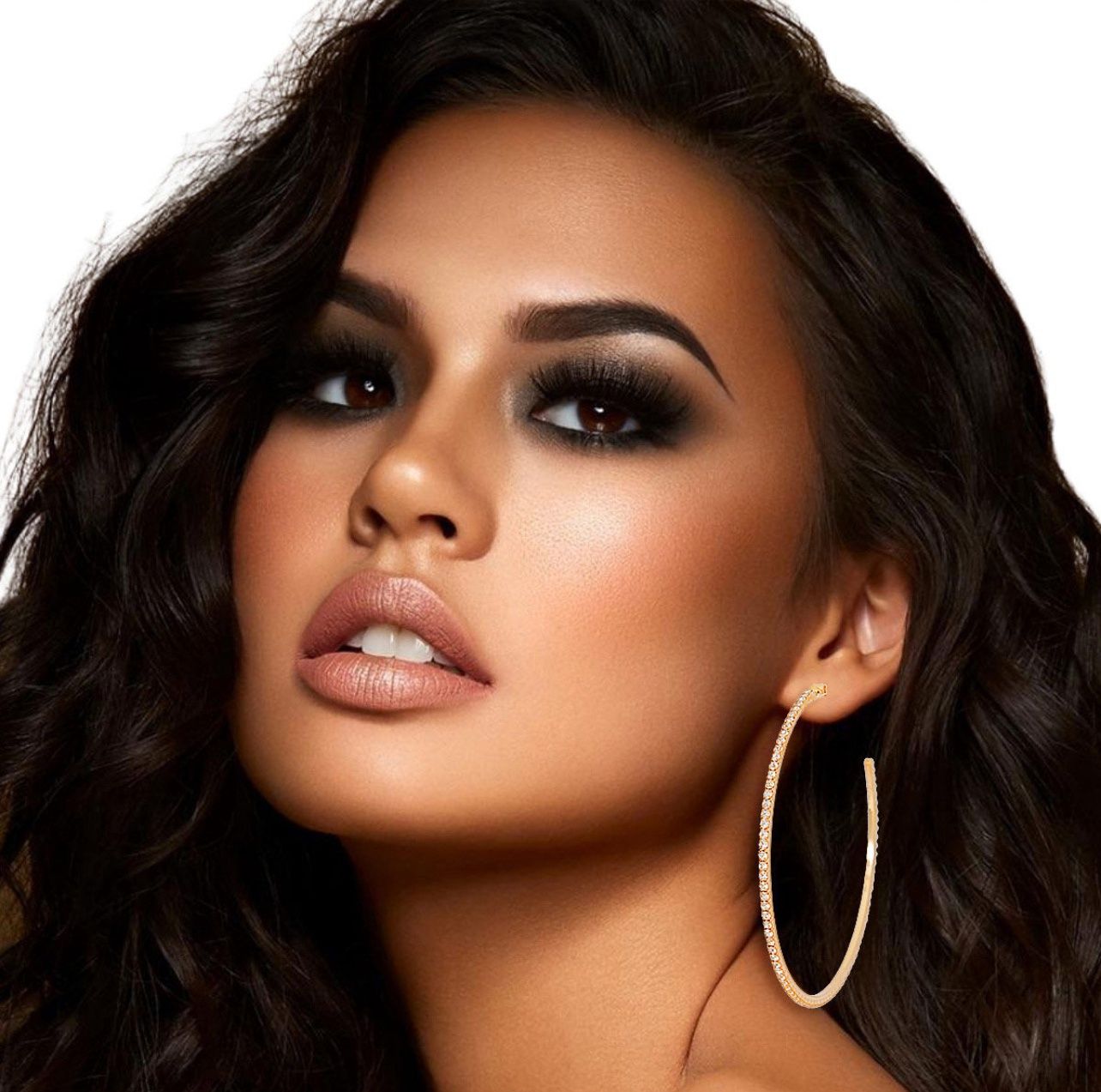 Clip On Gold Pave C Hoop