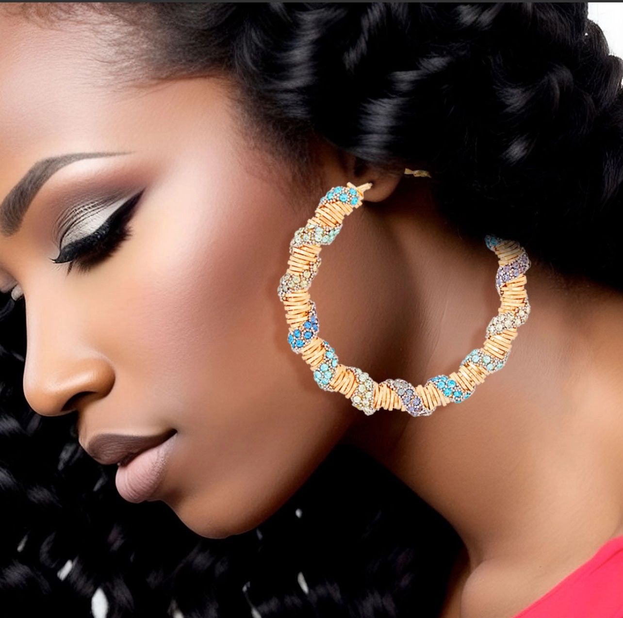 Blue Stone Helix Earrings