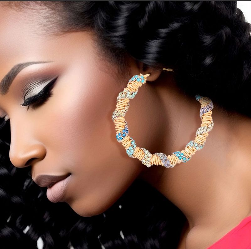 Blue Stone Helix Earrings