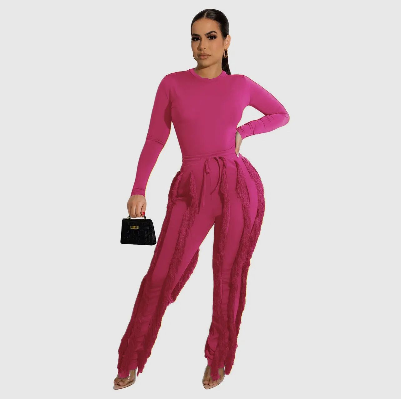 Long Sleeve Fringe Top and Pants