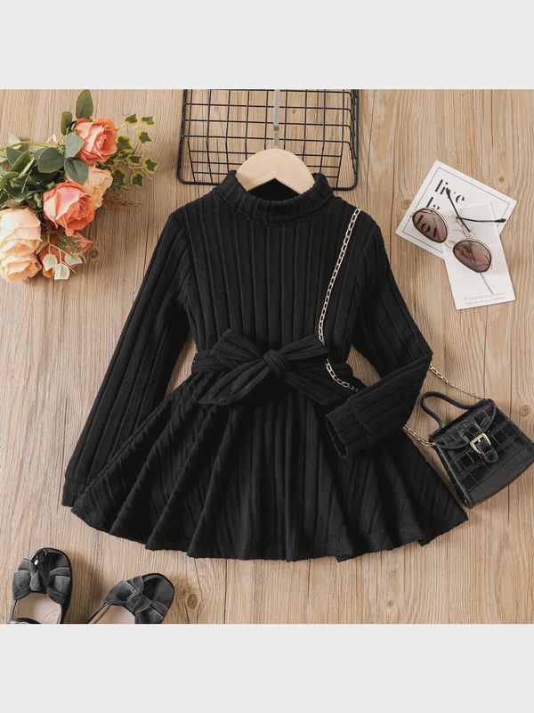 Kid Girl Basic Design Solid Color Stand Collar Top