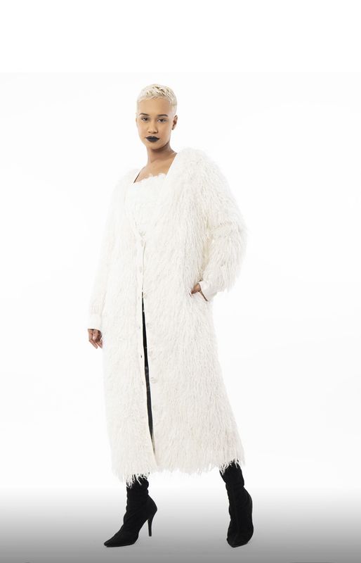 Cozy Fuzzy Coat with Rhinestones
