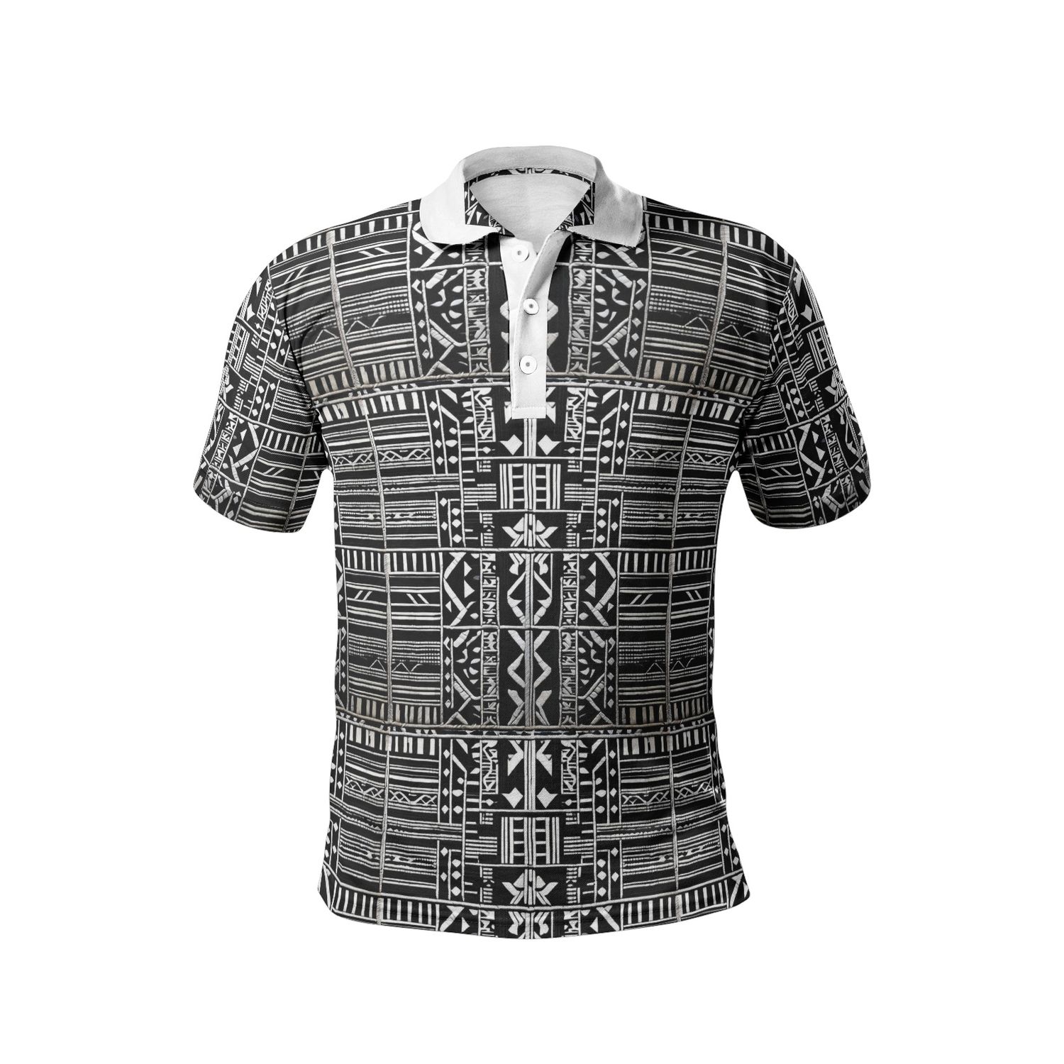 Black/White Kente Print - Men&#39;s  Polo Shirts