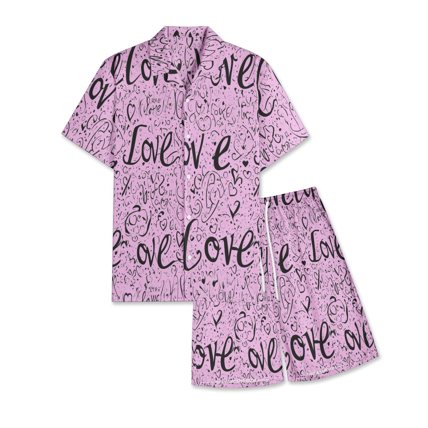 Men&#39;s Pink LOVE Shirt and Short Set. 