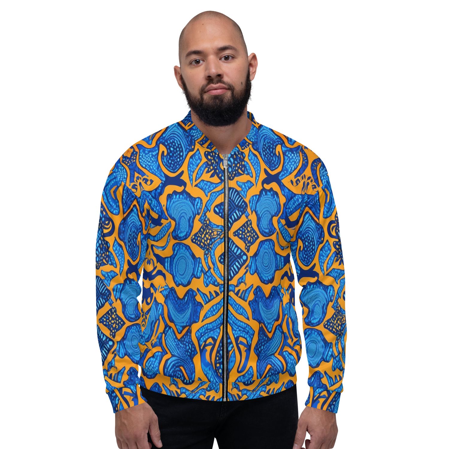 Abeena African Print Men Bomber Jacket Zipper Up