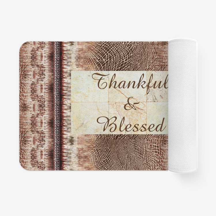 Thankful &amp; Blessed Microfiber Non-Slip Soft Kitchen Mat Bath Rug Doormat