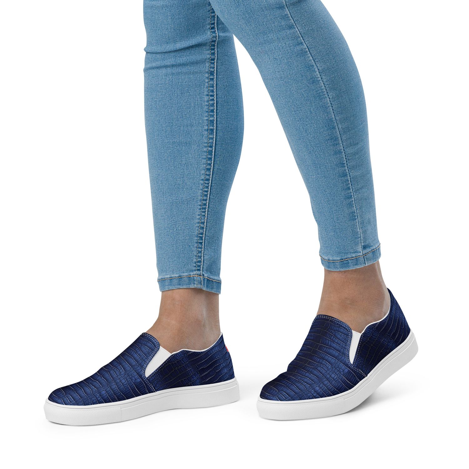 Midnight Blue Alligator Women’s Casual/Sporty, Comfortable Slide-On Sneakers, Walking Shoes